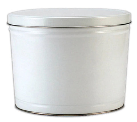 3.5 gallon white gourmet popcorn tin