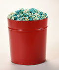 3.5 gallon tin of blue popcorn from Popped! Republic