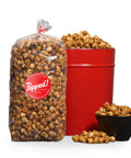 Popped! Republic gourmet popcorn in bags and red tin container.