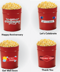 3.5 gallon red popcorn tins for anniversary, celebration, get well soon, and thank you
