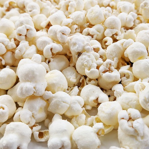 Close-up of specialty air popped garlic parmesan seasoned popcorn from Popped! Republic 