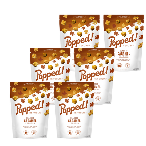 6 Pack of Medium Stand Up Pouches, Classic Caramel