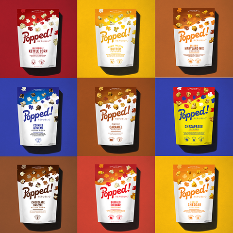 9 Flavor Variety Pack of Medium Stand Up Pouches Various Flavors Popped! Republic