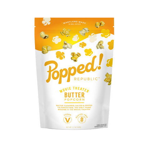 Medium resealable bag of savory Movie Theater Butter from Popped! Republic