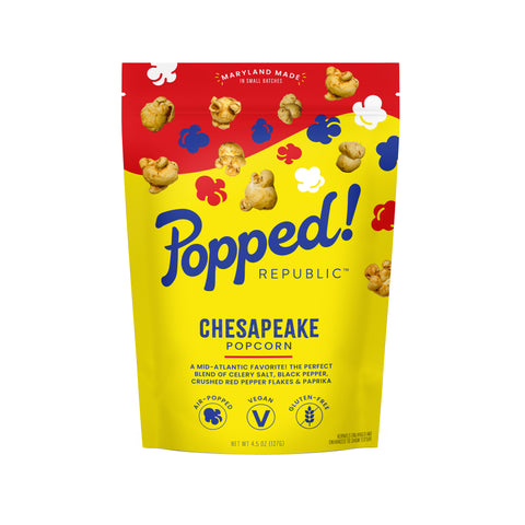 Medium bag of Chesapeake Style Popcorn with Old Bay seasoning from Popped! Republic