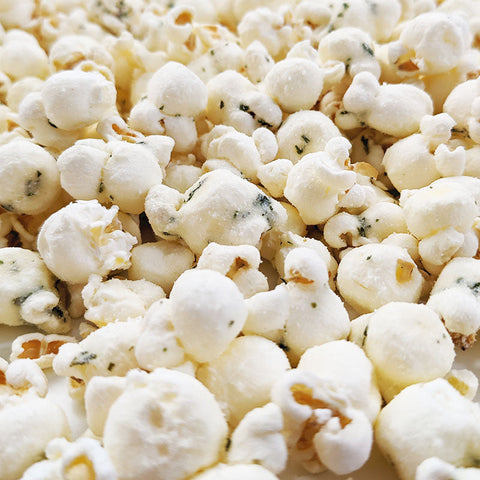 Close-up of gluten-free, air popped Route 66 ranch popcorn from Popped! Republic