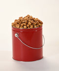 red tin of gourmet caramel popcorn