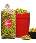 Red tin and an extra large bulk bag of Gourmet sweet Caramel and Apple popcorn from Popped! Republic