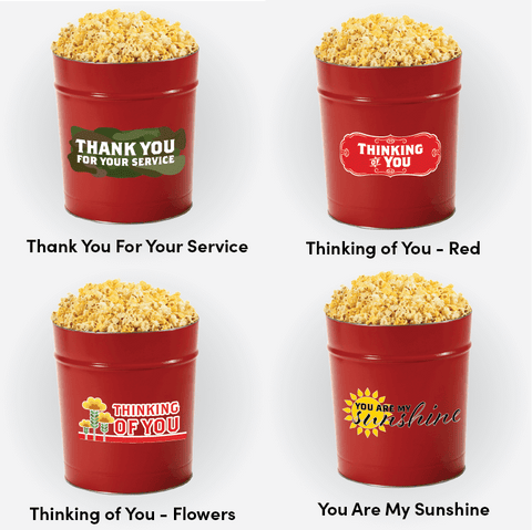 military thinking of you, sunshine custom popcorn gift buckets